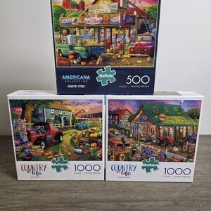 Set of Three Country Life Buffalo Games Puzzles